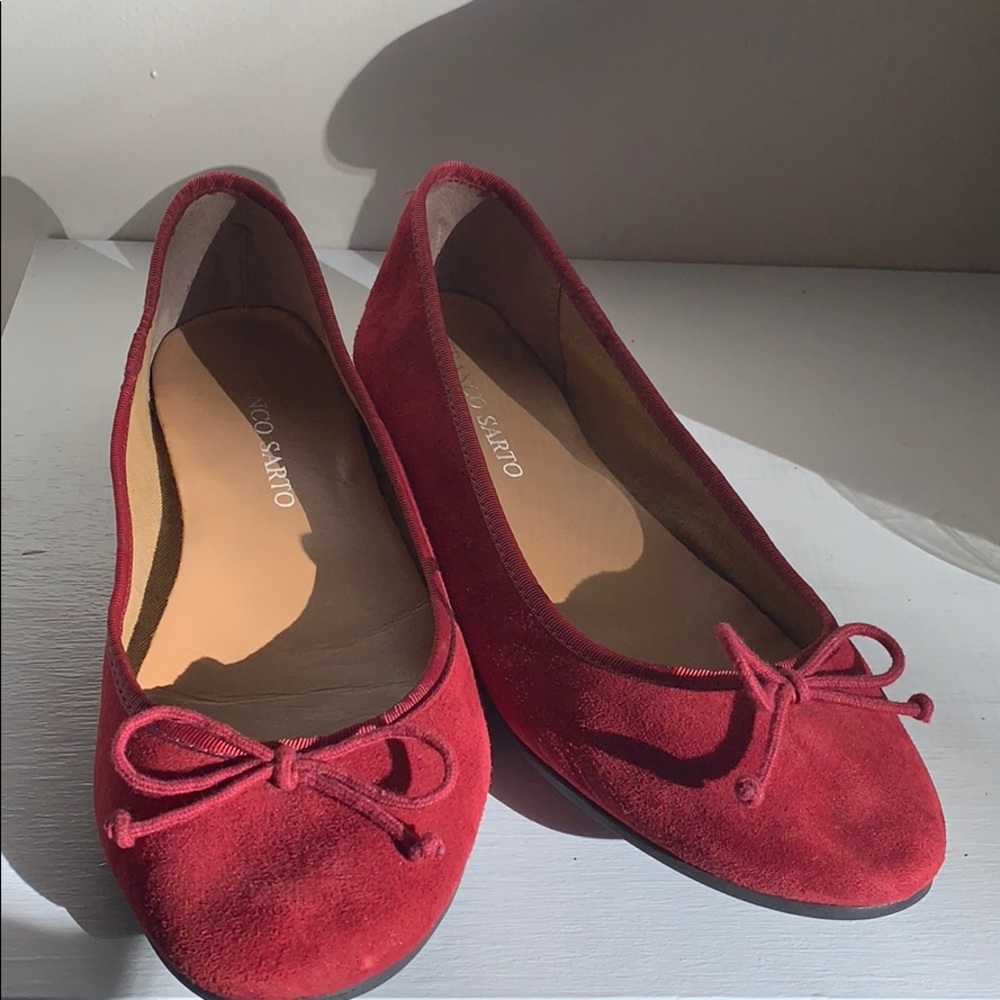 Franco Sarto Ballet Flats in Red Suede, 8.5
